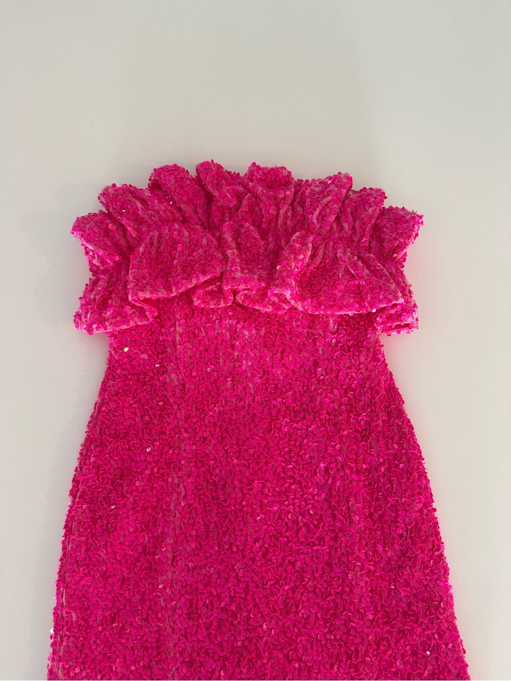 Allison + Kelly Pink Ruffle Strapless Sequin Mini Dress Party Cocktail Sz M - Picture 2 of 7